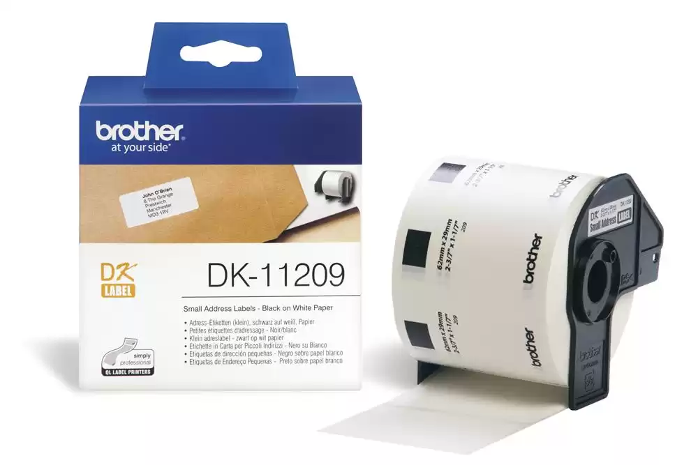Brother DK-11209 elővágott öntapadós címke 800db/tekercs 29mm x 62mm White